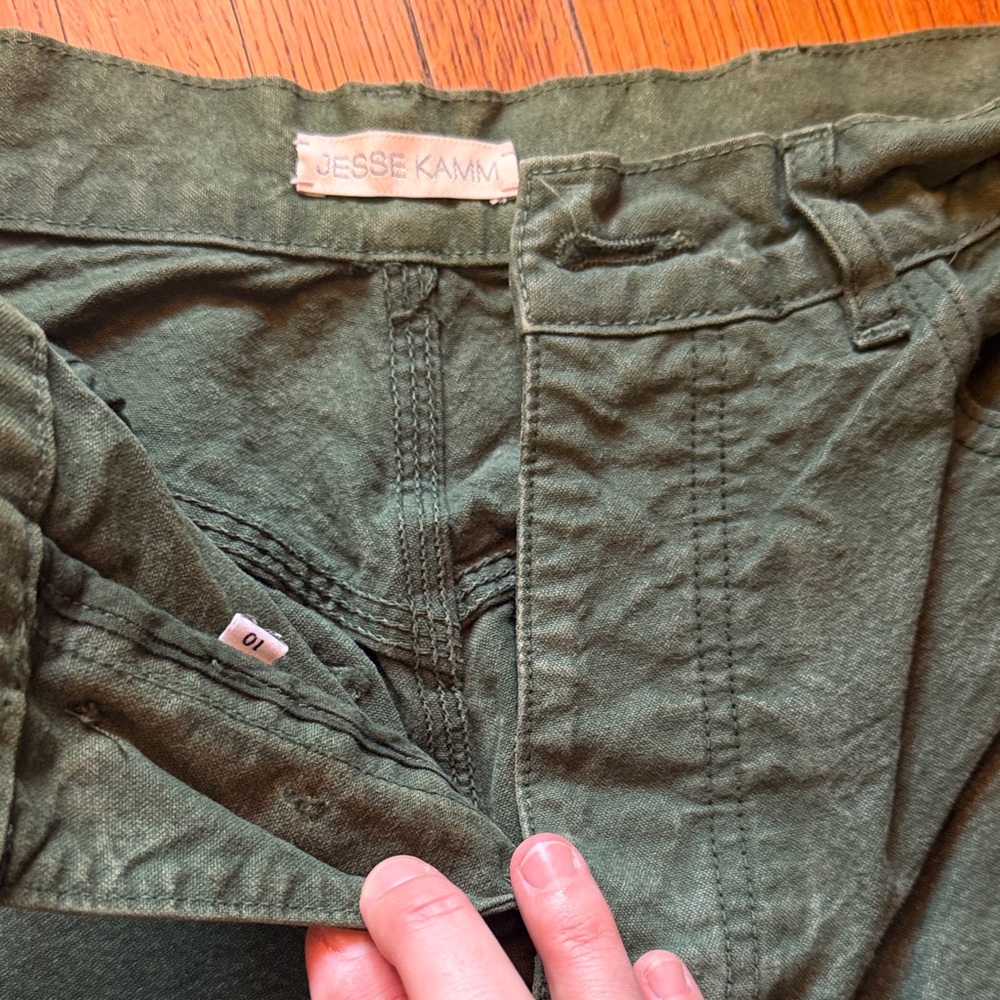 Jesse Kamm Straight Leg Pants in Olive Green - Picture 4 of 5